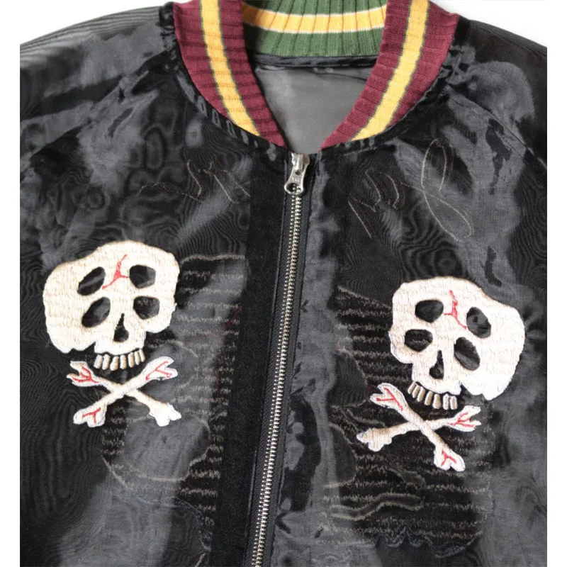 24SS KAPITAL Hirata Japanese Semi Transparent Skull Embroidery Sunscreen Zipper summer Jacket for Men