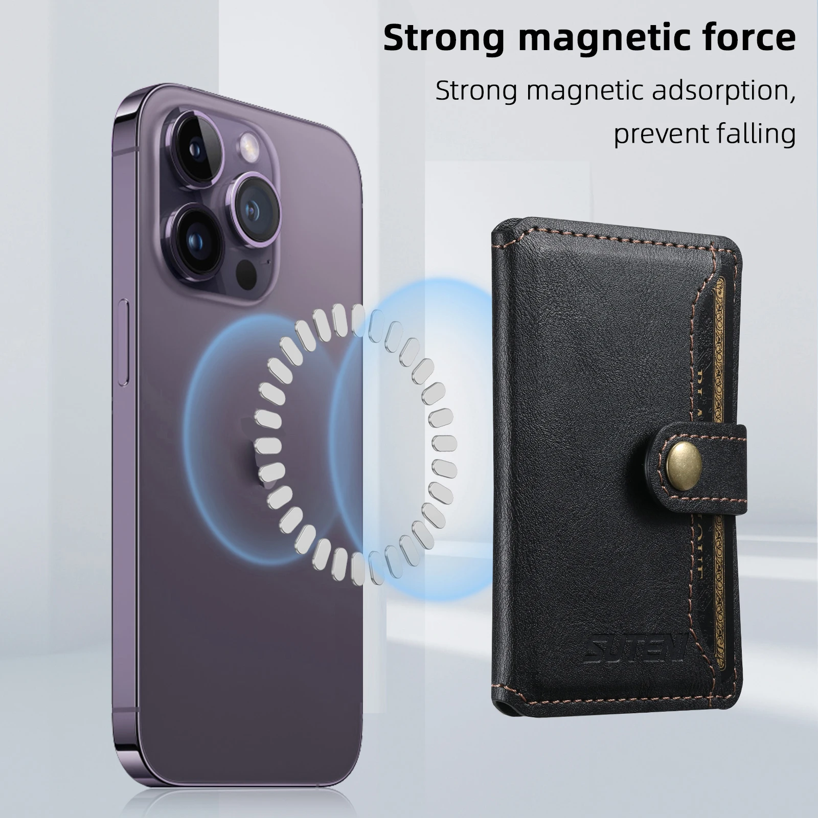 SUTENI Magnetic phone case Card holder Wallet Luxury PU leather black/brown/blue/purple