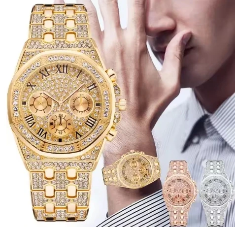 أزياء فاخرة الذهبي ووتش سوار النساء الرجال ووتش للجنسين الفولاذ المقاوم للصدأ كوارتز ساعة اليد الملونة الهاتفي ساعة الزخرفية #2