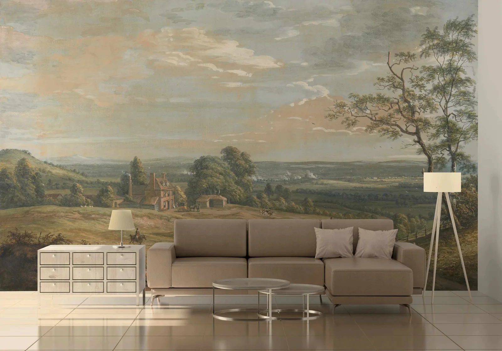 English Rural  Retro Wall Mural ,Traditional Non-woven Wallpaper For Home Decor ,Landscape Panoramic Vintage Scenic Victorian