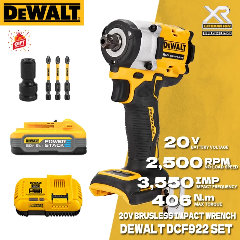 DEWALT DCF922 Compact Impact Wrench 20V Brushless 1/2\