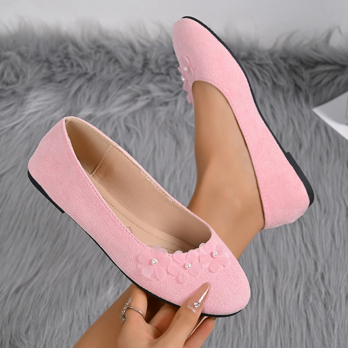 Damen-Flachschuhe mit runder Zehenpartie, atmungsaktives Material, neue Sommer-Sneaker 2026, rutschfeste, weiche Sohle, Slip-on-Design, ideal für den täglichen Gebrauch und zum Spazierengehen. – Detail 7