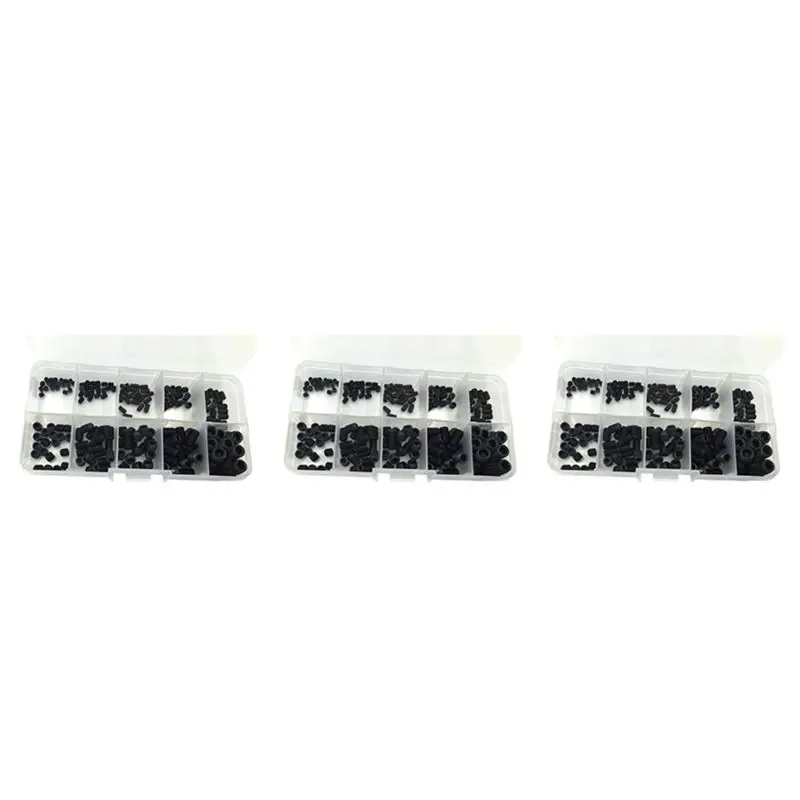 

A02M-600PCS M3 M5 M6 M8 Набор винтов с шестигранной головкой и шестигранной головкой (черная легированная сталь)