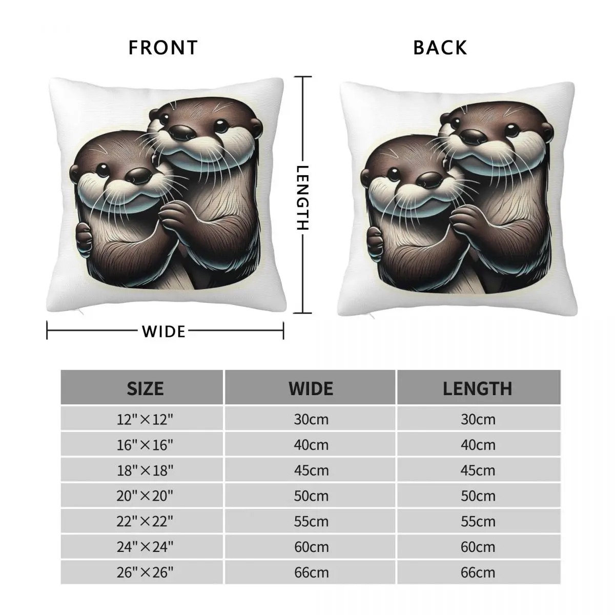 Otters Holding Hands Pillowcase Polyester Linen Velvet Pattern Zip Decorative Bed Cushion Cover Wholesale