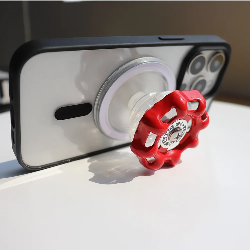 2024 New Valve-shaped Magnetic Folding Mobile Phone Grip Holder for MagSafe IPhone Expanding Ring Stand and Pocket Support