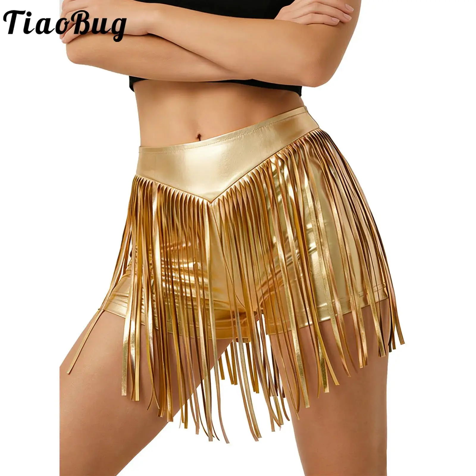 

Женские переливающиеся металлические шорты с кисточками, блестящие шорты с высокой талией и бахромой для сценических танцев, джаза, рок, клубная одежда