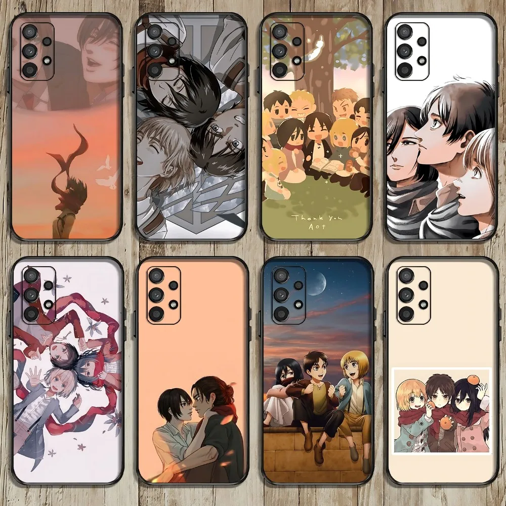 Mikasa Ackerman And Eren Yeager Phone Case For Samsung Galaxy A52 A12 A51 S21 Edge S22ULTRA S23 S24 Plus Ultra Black Cover