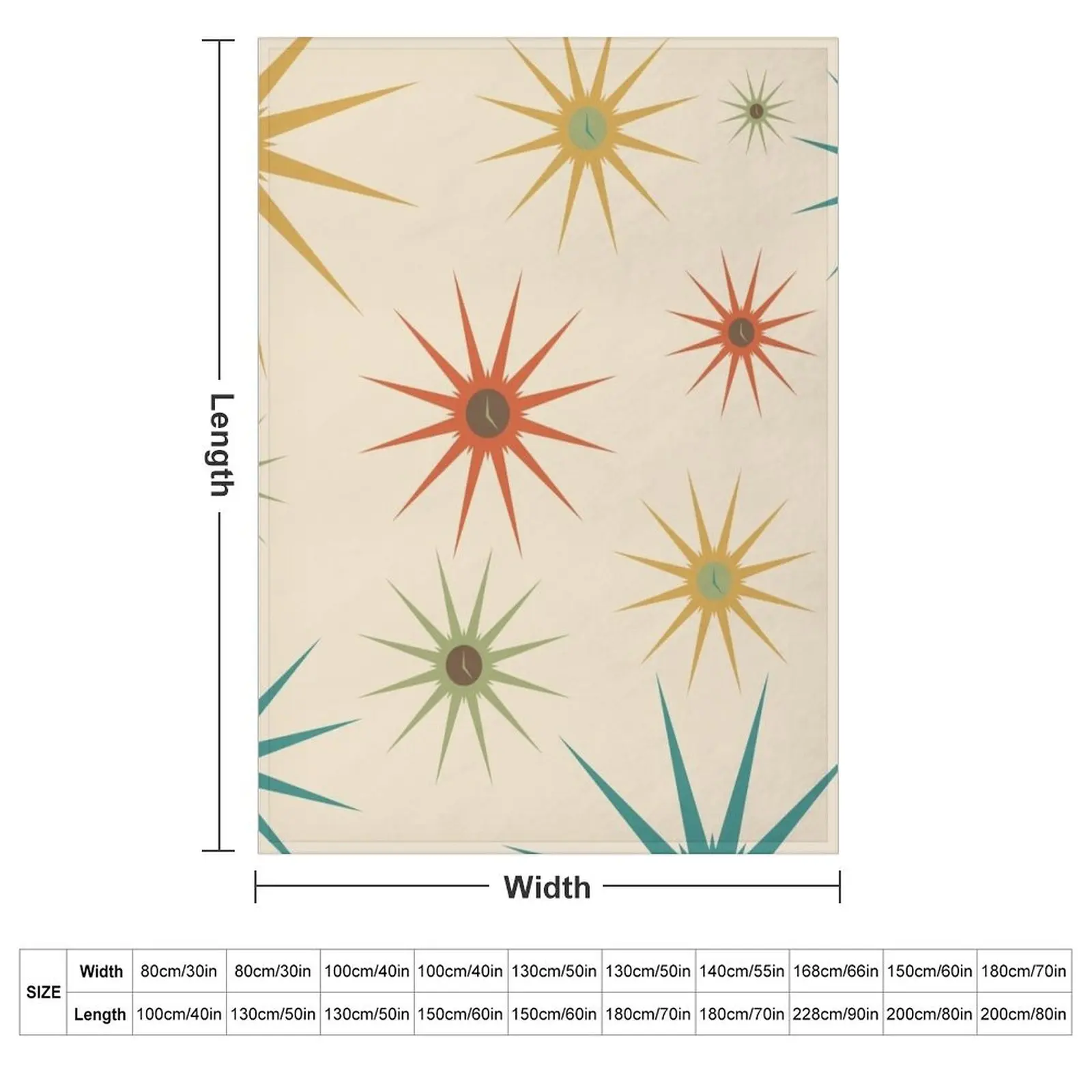 Cocktail Hour Retro Starburst Clocks by Bobby West Throw Blanket blankets and throws Beach Comforter Summer Beddings Blankets