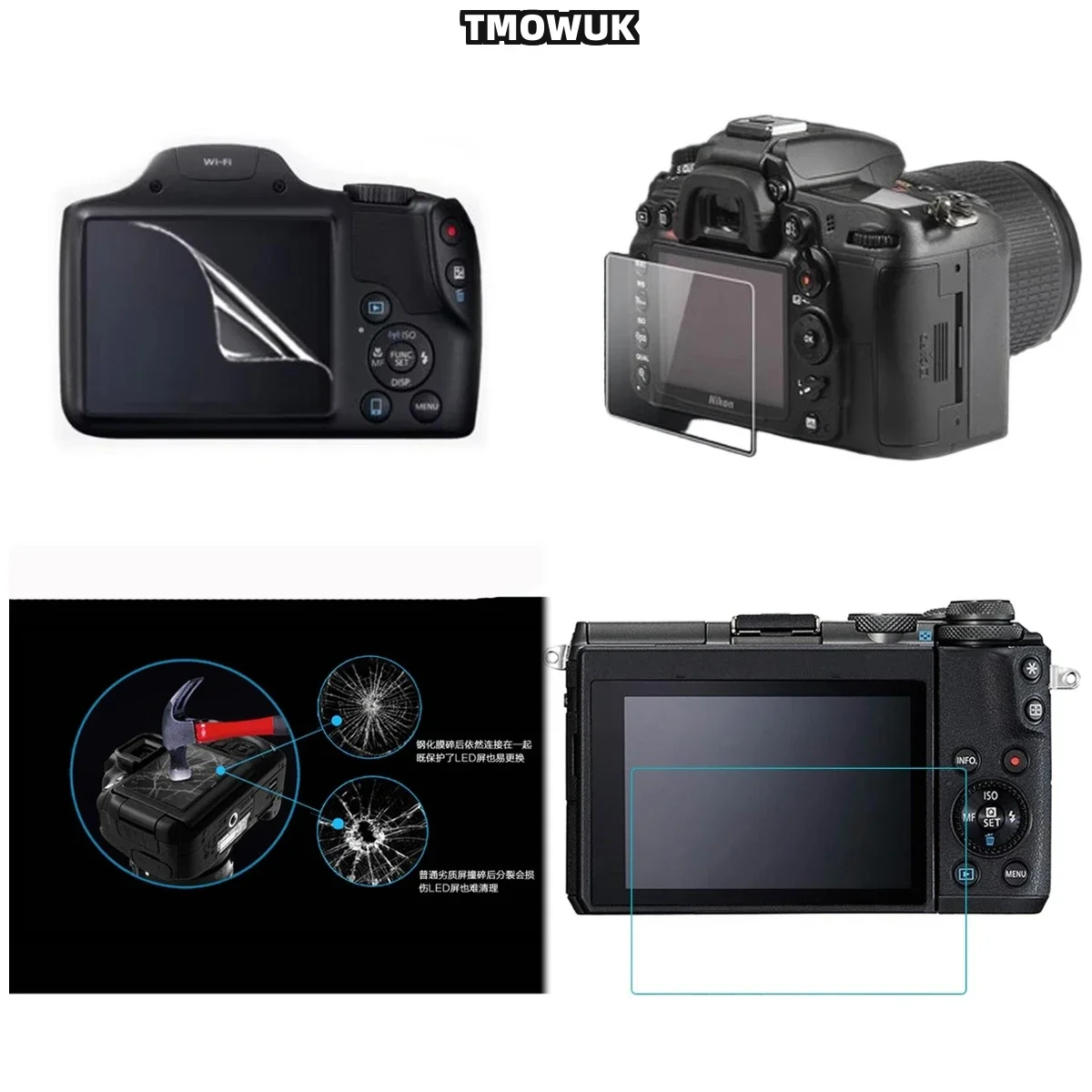 For Canon EOSR M5 M3 M10 100D KISS X7, Scratch Resistant Screen Cover, Easy Install.