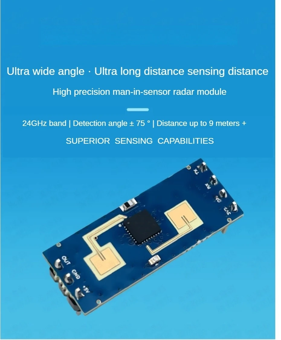 LD2412 24GHz mmWave-Radarsensor FMCW Modul zur Erkennung von menschlicher Anwesenheit und Mikrobewegungen, 9m Weitwinkel, UART GPIO – Detail 2