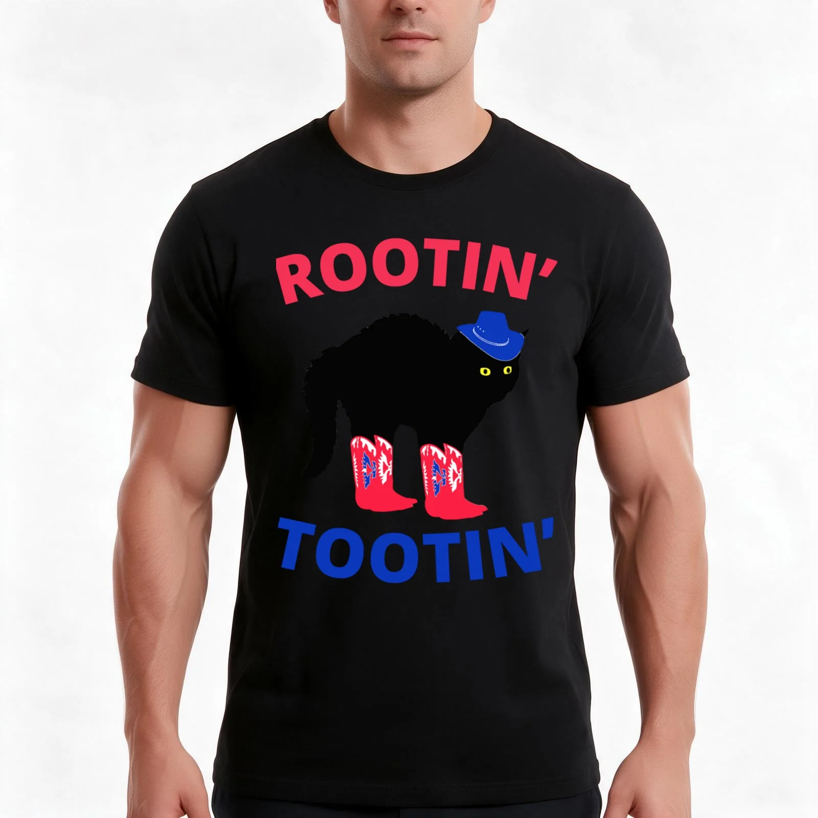 Rootin Tootin Cat Classic T-Shirt Summer Casual Cotton Tee Oversized Streetwear Tops Vintage Graphic Print Unisex Men Women