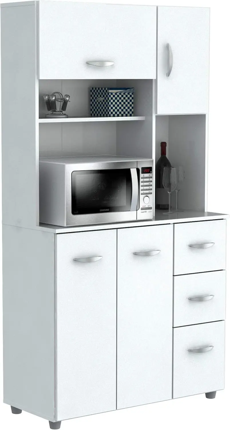 

America 4 Door Microwave Storage Cabinet, 15.35 x 35.04 x 66.14, White