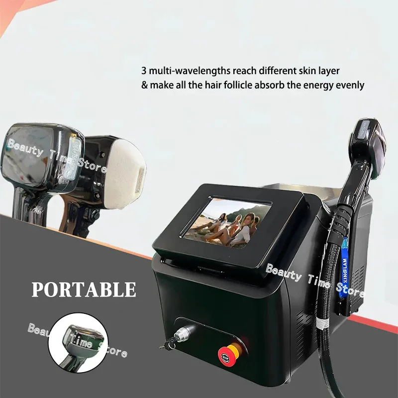 

Диодный лазерный аппарат для удаления волос, профессиональный Alexandrit Triple Wave 808 755 1064, белый лед, титановый лазерный эпилятор 2025