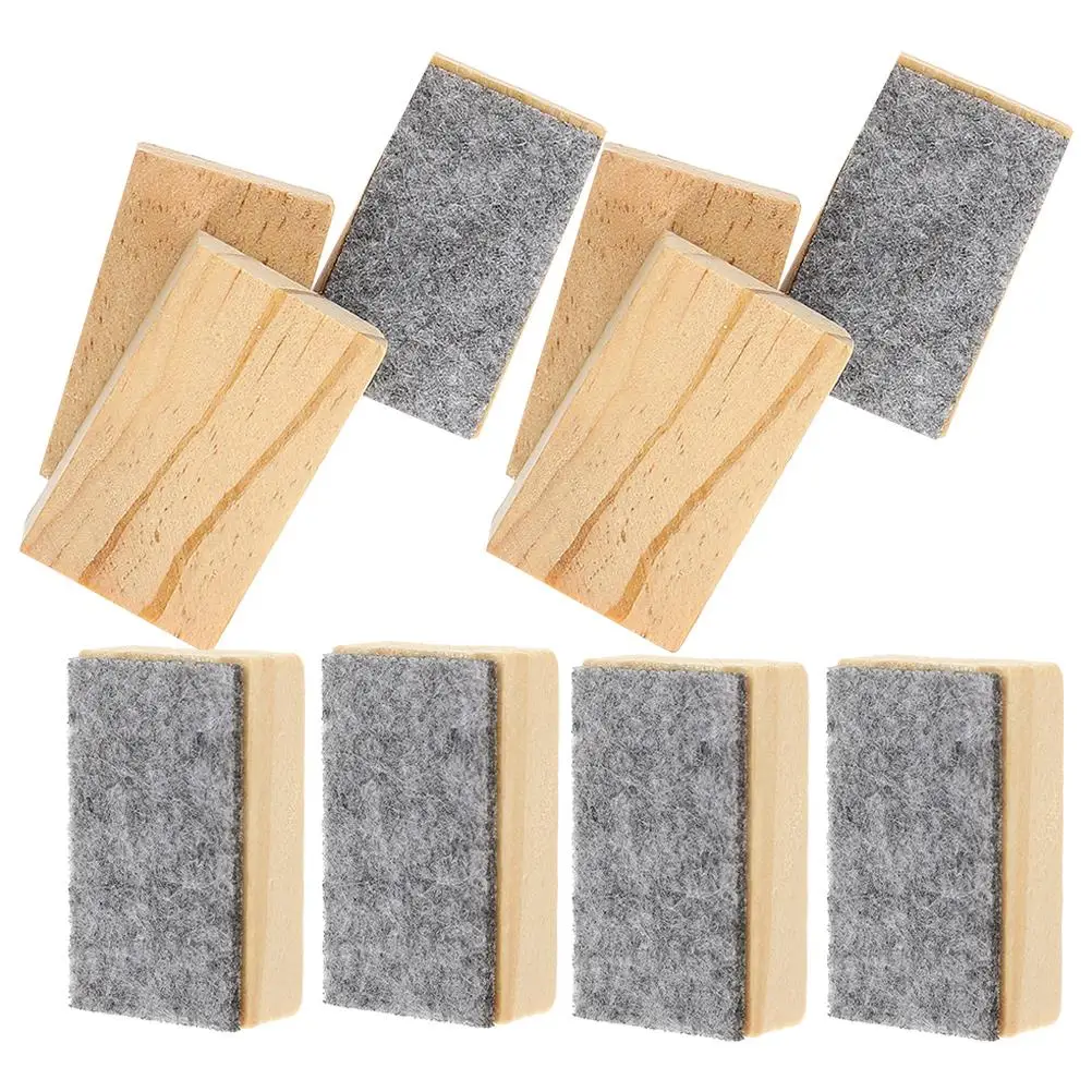 

10 Pcs Blackboard Chalk Eraser Mini Felt Wiper Dust Free Office Supplies Wooden Handle Clean Easily White