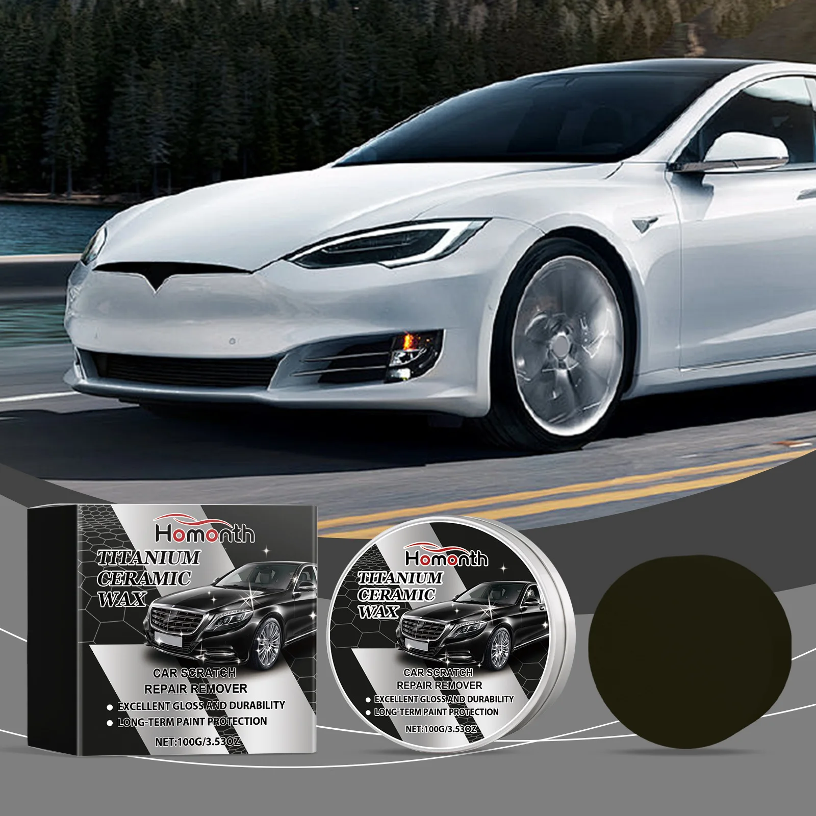 

Полироль-воск для авто 100 г – Устранение царапин и восстановление лакокрасочного покрытия, Керамическая защита, Долговременный блеск для всех цветов автомобилей
