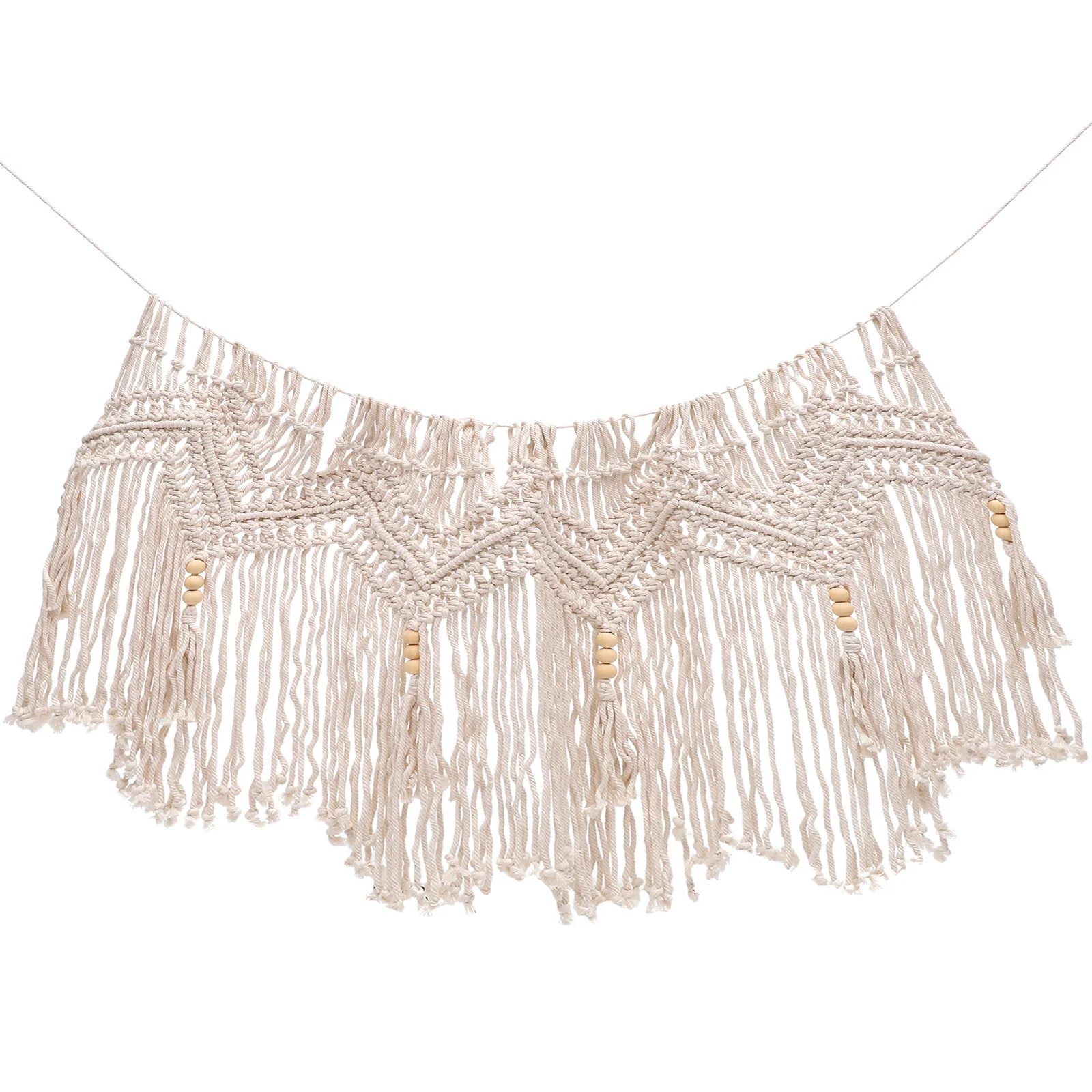 

Macrame Woven Tapestry Wall Hanging Bedroom Valance Decor Tassel Bohemian Style Window Macrame Valances for Windows