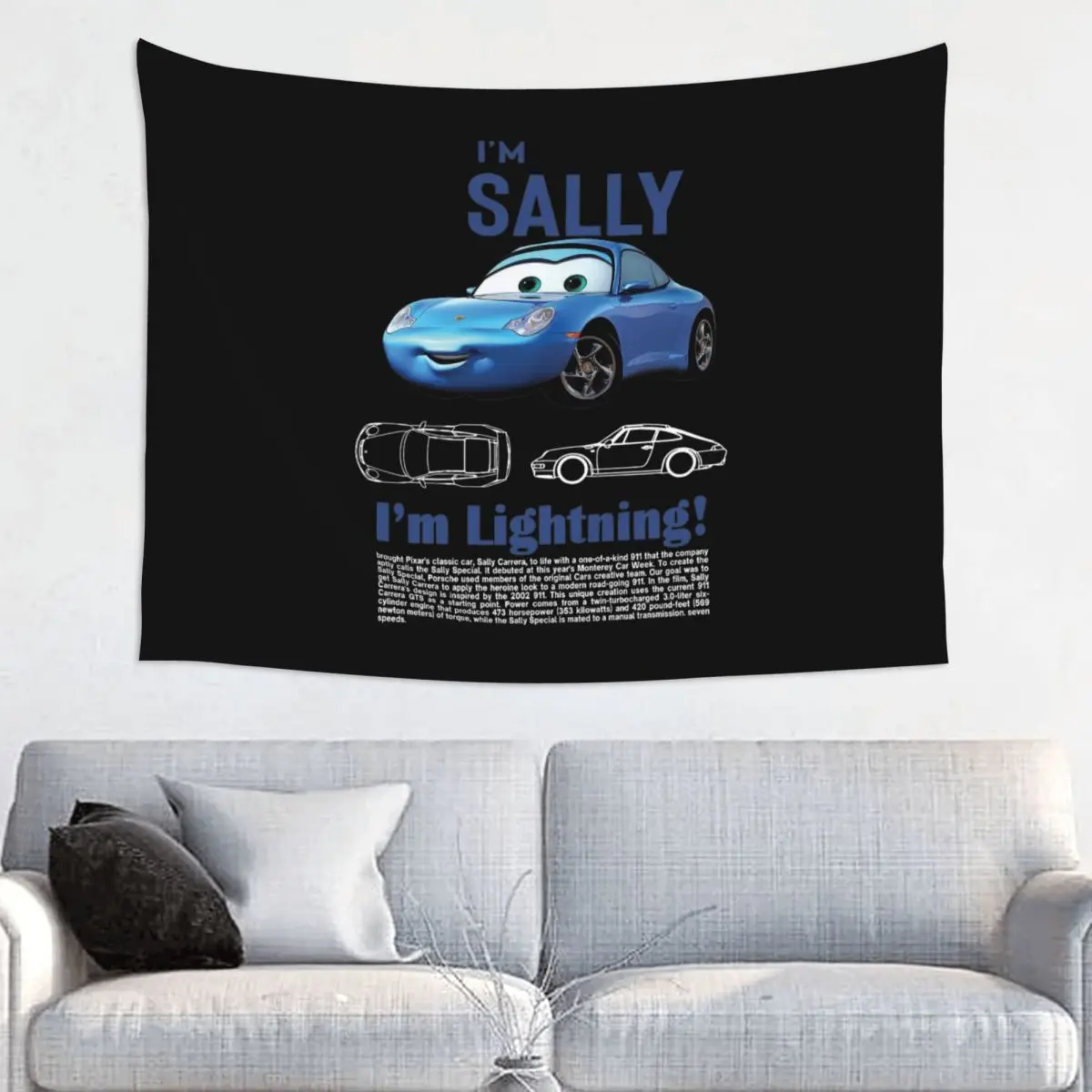 Sally I'm Lightning Cars Tapestry Wall Hanging Printed Fabric Wall Tapestry Mcqueen Bohemian Throw Rug Blanket Wall Decor Wall