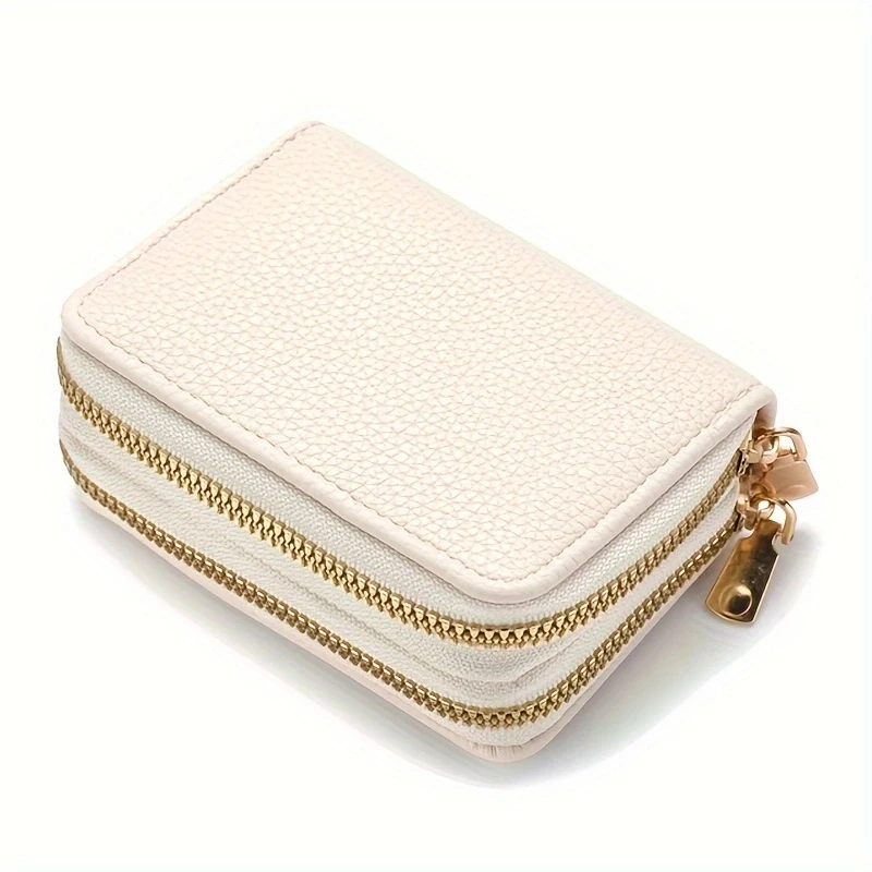 Women Zipper Short Style Purse Lychee Pattern Fashion Large Capacity Multi Card Slot Coin Purse With Zipper