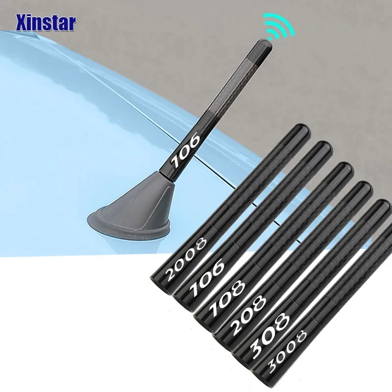 4.7 Inch Carbon Fiber Radio Antenna Sticker For Peugeot 106 107 108 206 207 208 2008 3008 306 308 307 508 407