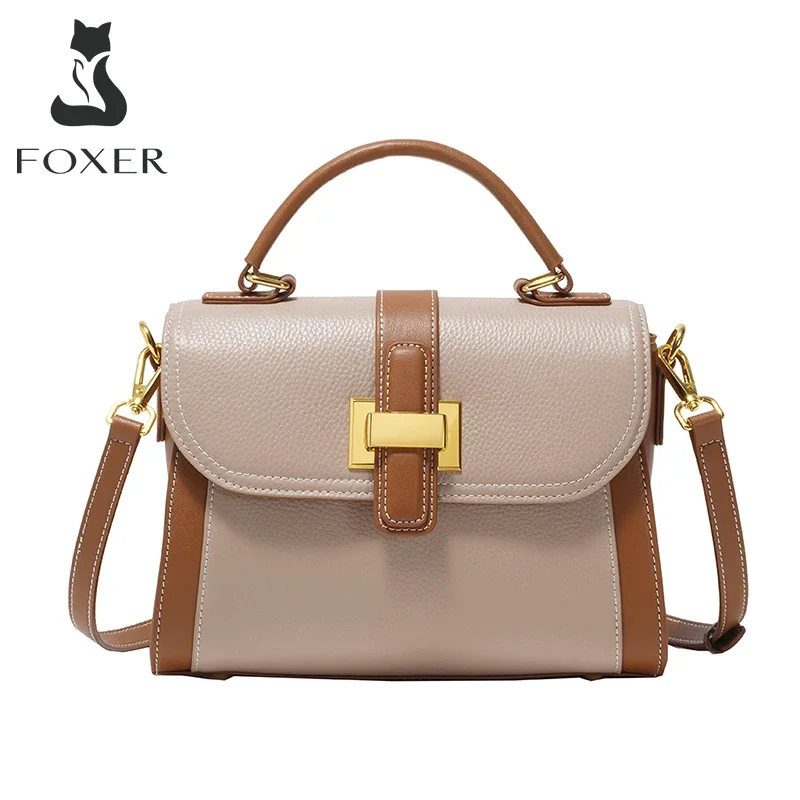 FOXER Brand New Women Genuine Leather Messenger Bag Lady Cowhide Small Handbag Female Fashion Dating Flap Shoulder Crossbody Bag