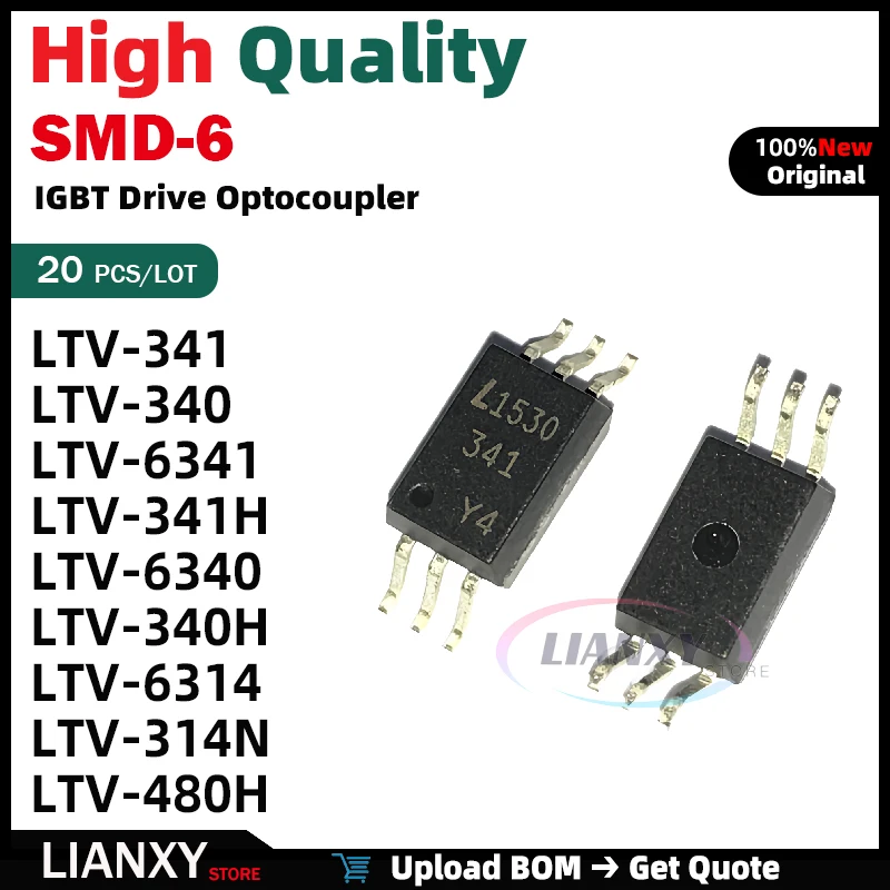 20pcs SMD-6 LTV-341 LTV-340 LTV-6341 LTV-341H LTV-6340 LTV-340H LTV-6314 LTV-314N LTV-480H IGBT driving optocoupler Original
