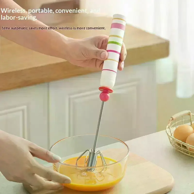 Household Semi-automatic Egg Beater Stainless Steel Cream Manual Beating Egg Mixer Food Grade Baking Tool