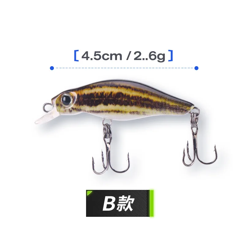Angelköder, 4,5 cm, 2,6 g, schwimmend, Z-Schwimmtyp, Minnow, 3D-Druck, Kunstköder, Mikro, kleiner Fisch, 1 Stück, Ausverkauf – Detail 6