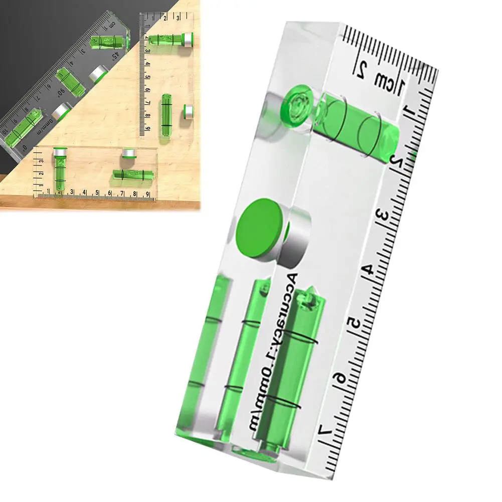 أدوات قياس سماكة أفقية شفافة مستوى منزلي فقاعة صغيرة سماكة مسطرة عالية الدقة مع مستوى Spir U4E4