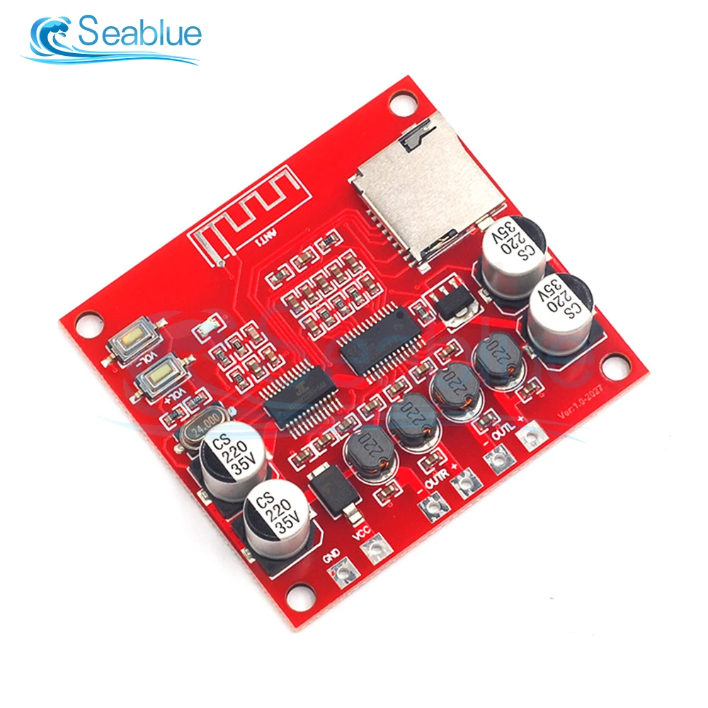 XH-A233 Dual 2*15W Bluetooth4.2 Digital Power Amplifier Board Stereo Wireless Music Player TF Card Play 12V-24V Audio Amp