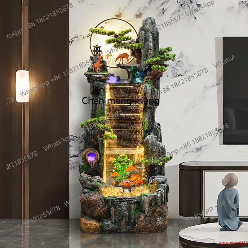 h178Flowing water ornament rockery fountain landscape fish pond living room humidifier, lucky circulating water entrance decorat