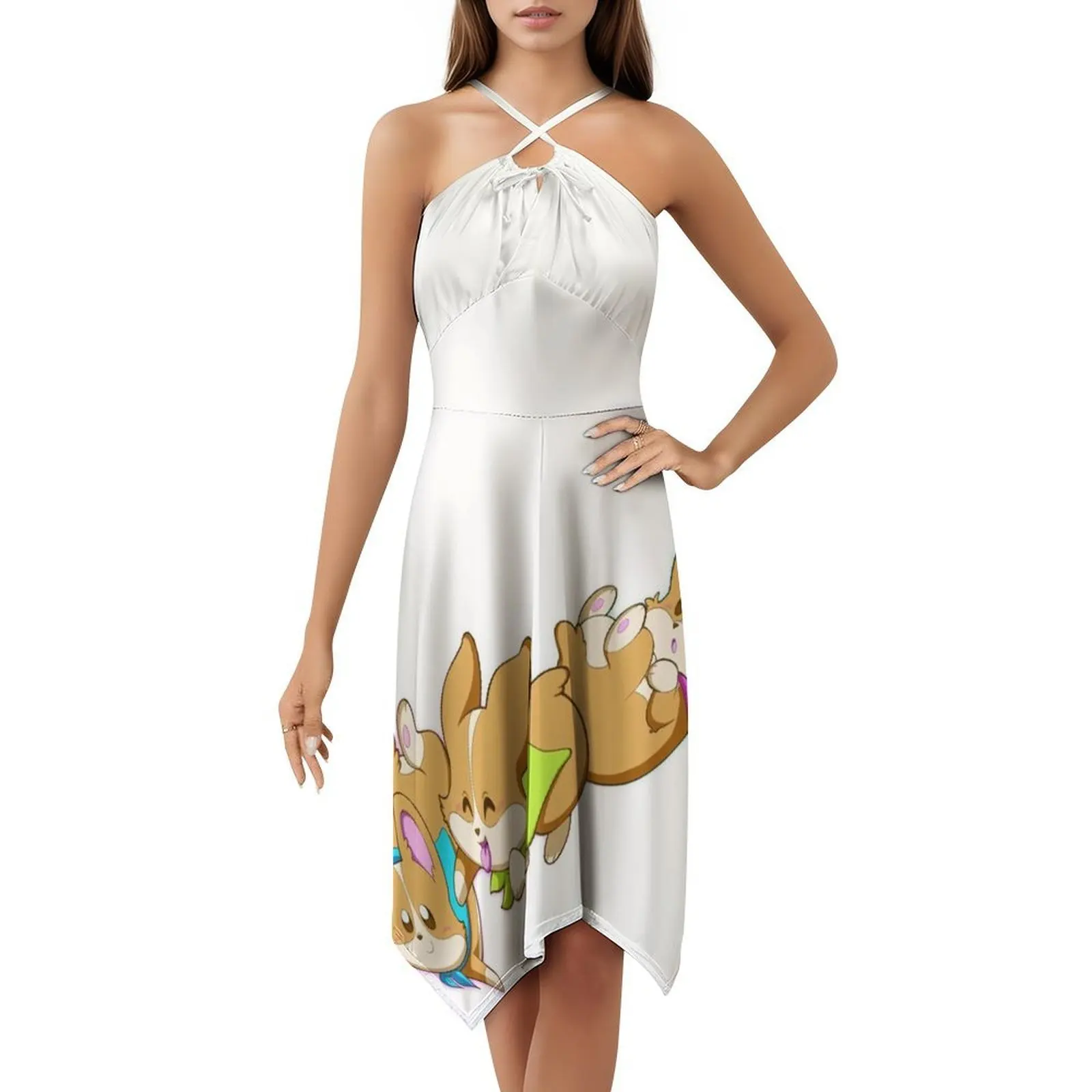 أبطال الجرو: فستان كاجوال لطيف على الطراز الكوري للنساء فساتين مكتب يومية بسيطة للسيدات كورجي كورجي جرو الجراء #5