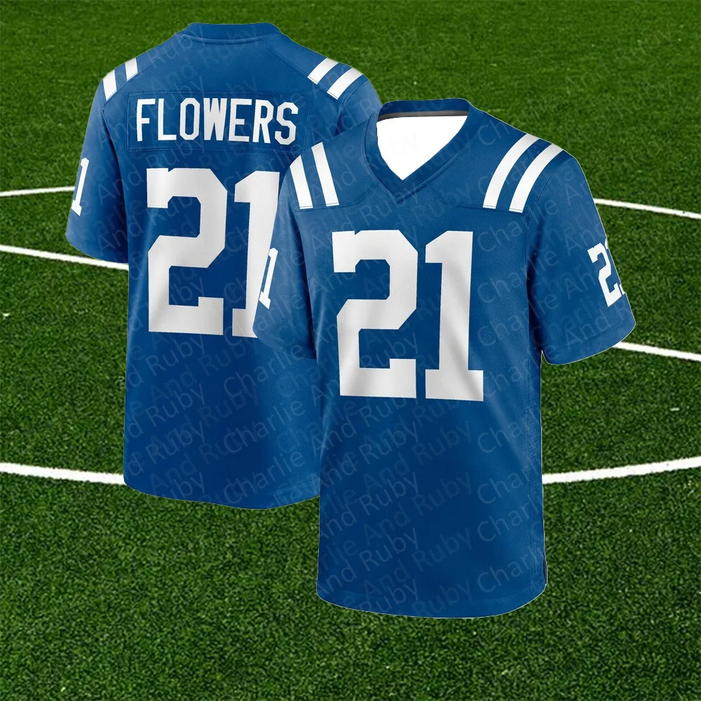 Jersey No.21/23/90 Dallis Flowers Kenny Moore II Grover Stewart Indianapolis Colts Jersey Blue Trend Fashion Clothing Tops