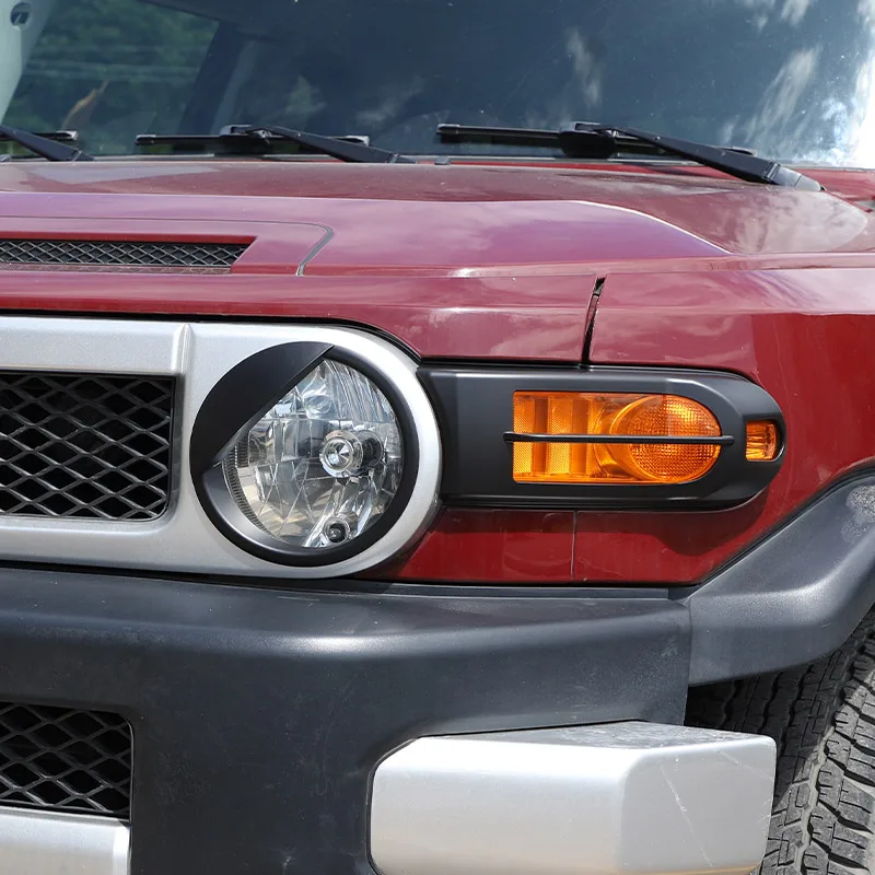 For Toyota FJ Cruiser 2007-2021 ABS Car Front Fog Light Frame Headlight Frame Cover Angry Eye Style Decorative Cover Accessories