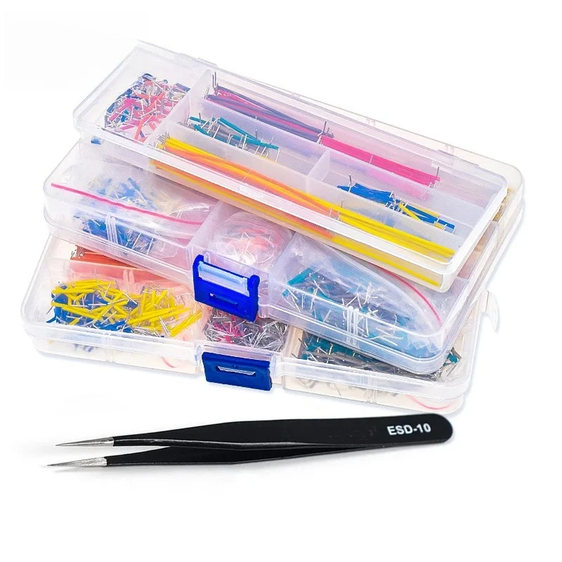 140/560/840PCS U Shape Solderless Jumper Cable Wire Kit Breadboard Jumper Wires with ESD-10Tweezers Anti-Static Tweezer Diy Kit