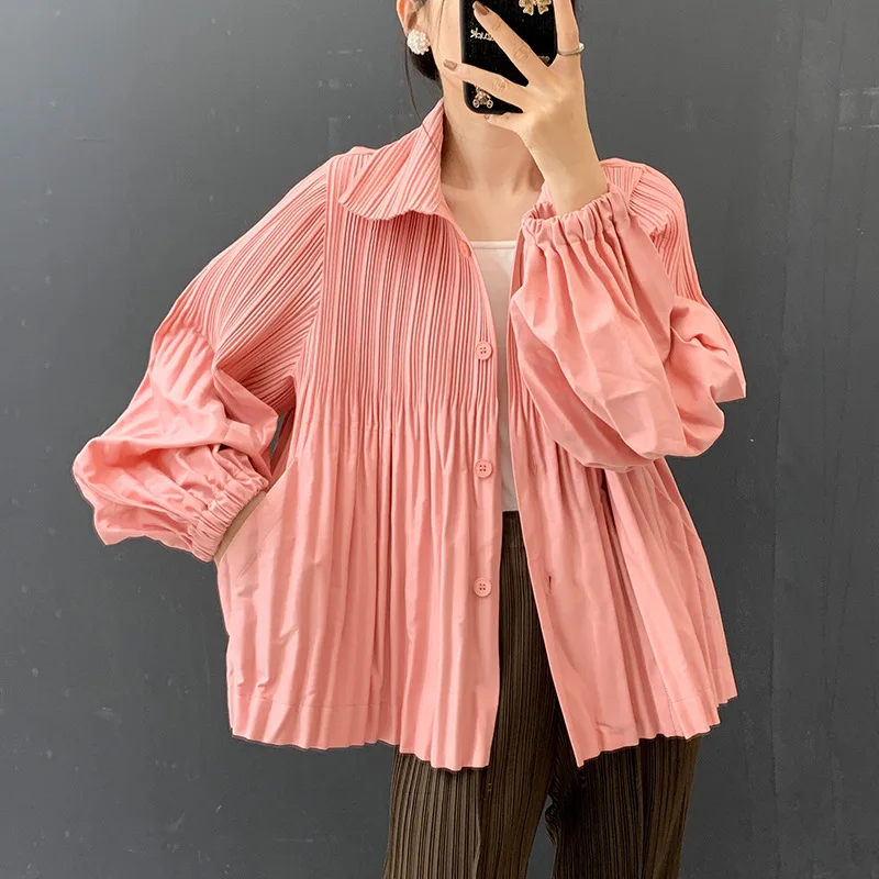 

Miyake Folds 2025 осенне-зимняя новая куртка на пуговицах, однотонный модный повседневный универсальный плащ для женщин