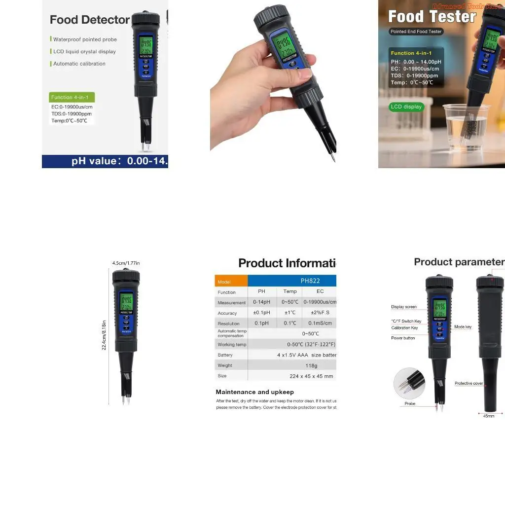 

Multiple Parameters Safety Meter Simultaneous Temperature Readings Backlight LCD Display W91B