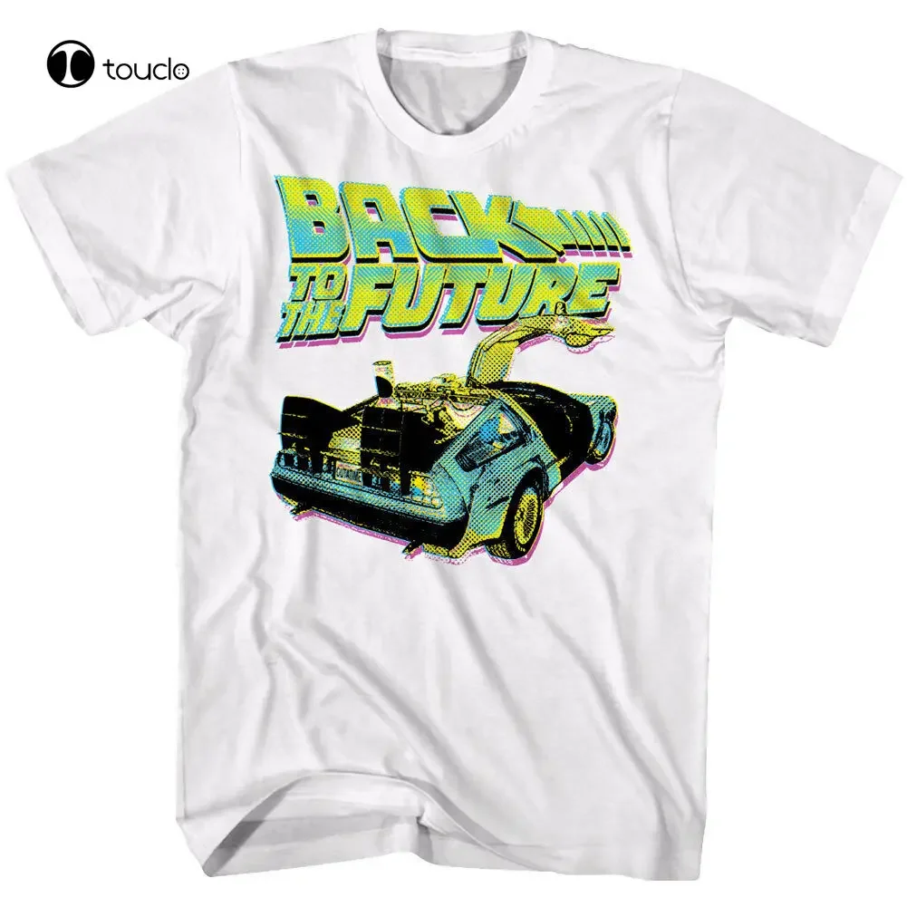 

Мужская футболка «Назад в будущее» Неоновая футболка Halftone Delorean Car в стиле ретро, футболка для путешествий по времени