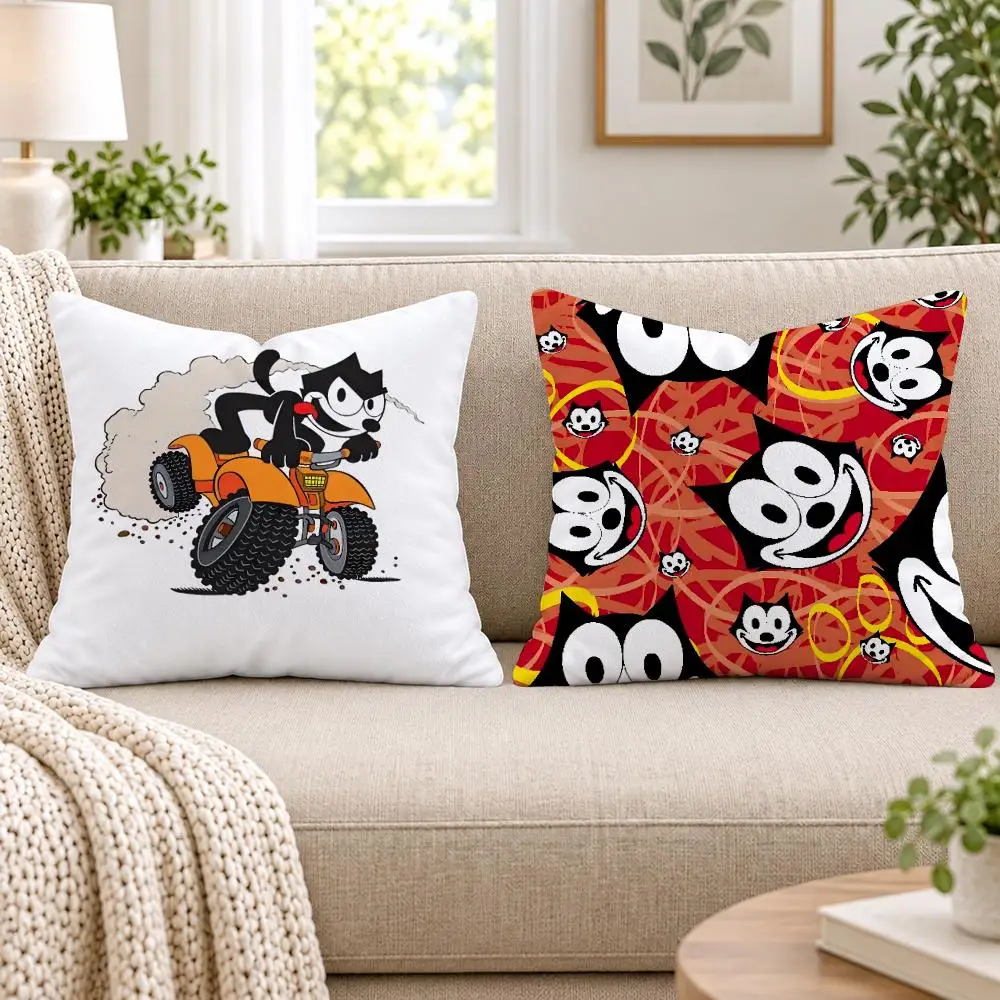 F-Felix The Cat Exquisite Cushion Cover Short Plush Double-Sided Printing Sofa Bedroom Living Room Throw Pillow Cover Home Decor