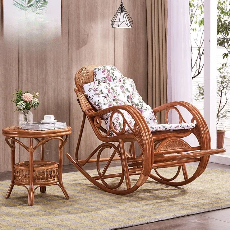Echte Rattan-Chinese-Möbel, Wohnzimmer, Balkon, indonesische Rattan-Kunst, Freizeit-Liegestuhl, Mittagessen