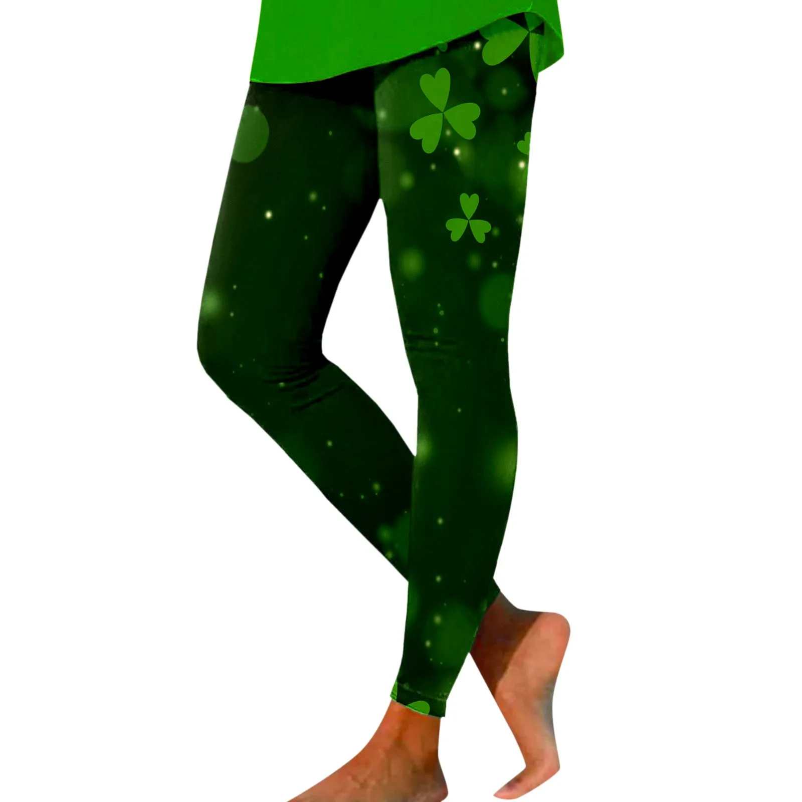 

St. Patrick's Day Leggings For Women Workout Out Leggings St Pa Day Print Color Block Graphic Green Carnival Festival