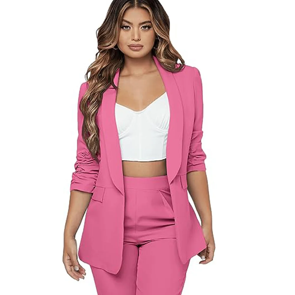 Women's Suits 2 Piece Set Jacket + Pants  Fruit Collar 1 Button Sets Woman Pieces Elegant Luxury Chic Trouser Suit Fashion