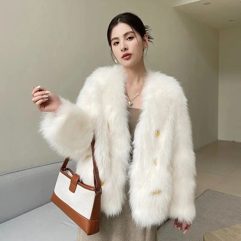 2024 Autumn/Winter New Tuscany Korean Edition Loose Versatile Plush Top Loose Fur Coat Women's Plush Coat Solid Color Commuter