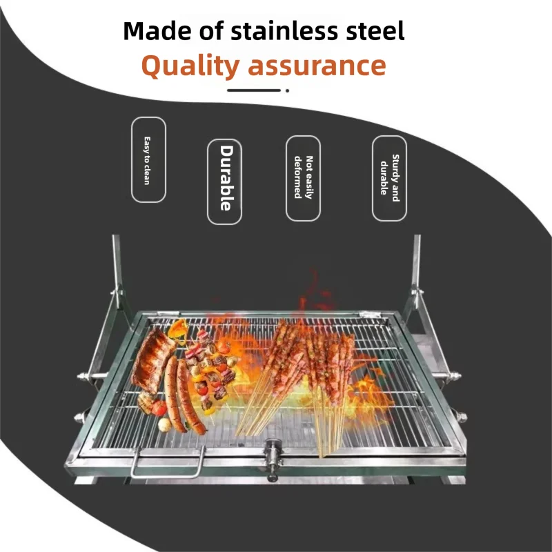 Professional 360° Rotating Grill Heavy Duty Stainless Steel BBQ Spit Rotisserie for Chicken Fish Lamb Outdoor Party Cooking 3
