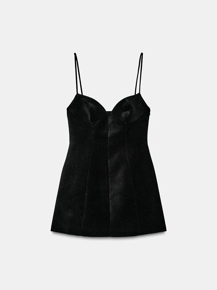 فستان قصير أنيق بدون حمالات، تصميم جديد لخريف 2025، فستان سهرة بسيط للنساء، قصة ضيقة بدون أكمام، مواد أخرى