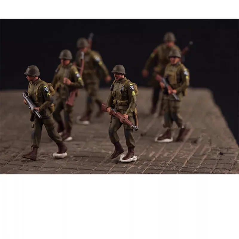 1:72 modelo de resina de impressão 3d pintada, 6 peças, grupo de marcha militar dos eua, figura de ação, brinquedos de soldado, coleção de acessórios de cena diy