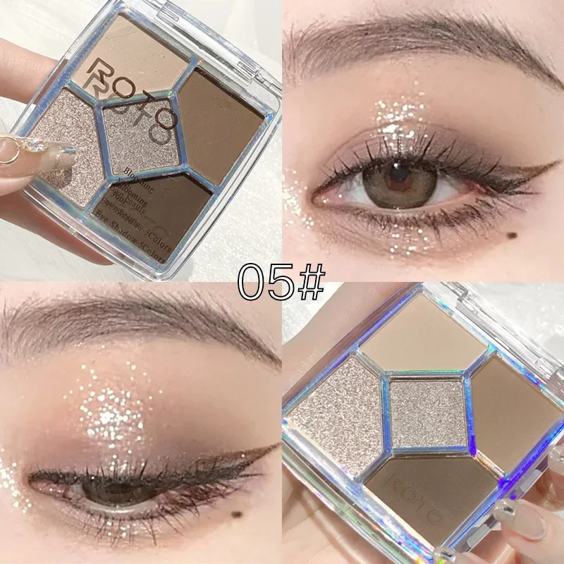 5 Colors Sequined Eyeshadow Mini Universal Five-square Grid Modified Matte Glitter Eyeshadow Palette Cosmetics Eyeshadow Makeup