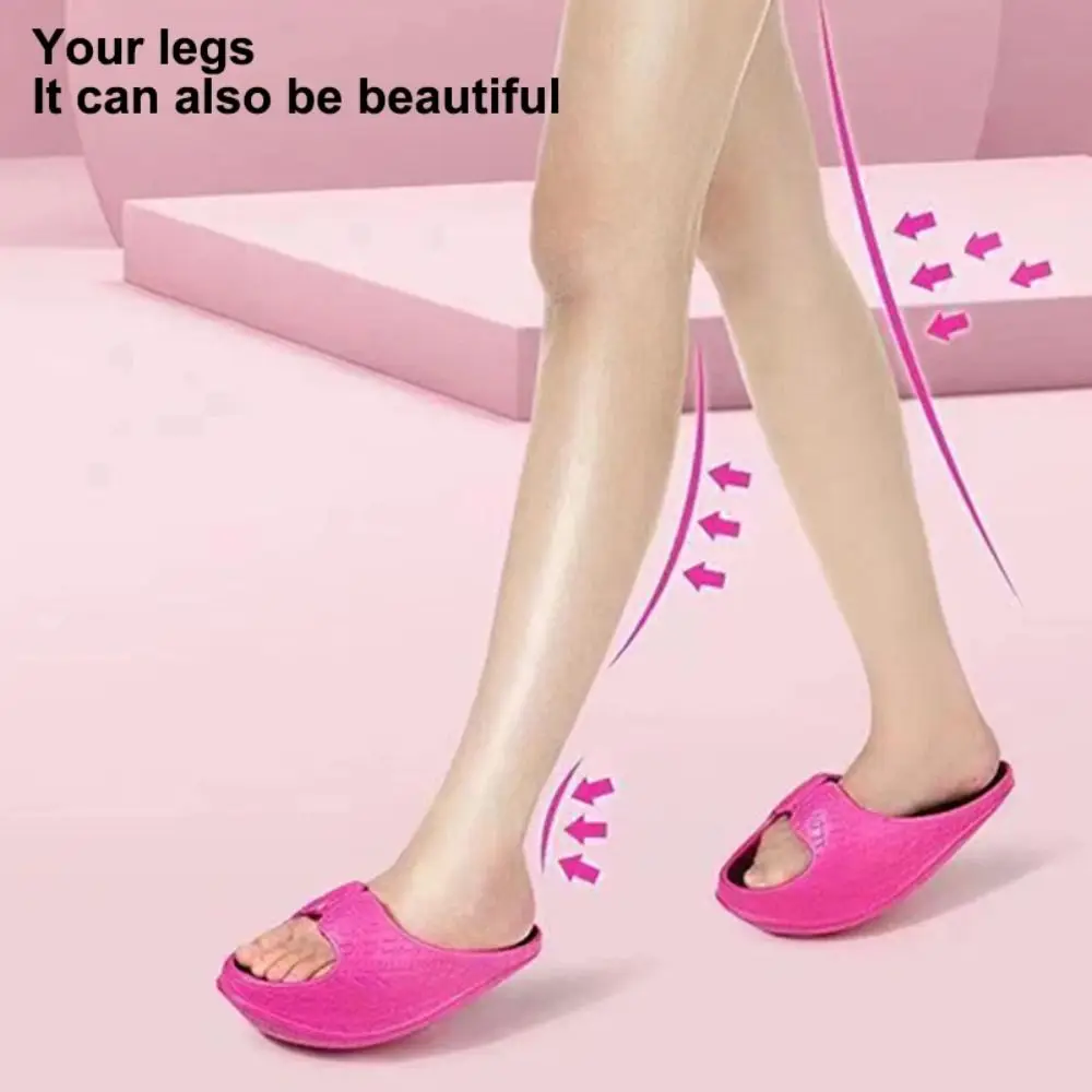 1 Pair Women's Body-shaping Slippers Rocking EVA Material Calf Stretching Sandals Ankle Thick Sole Rocking Slipper Home Use