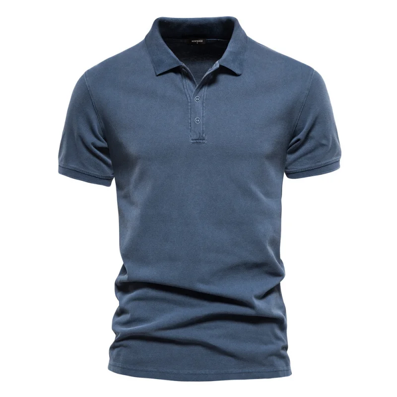 Summer Lapel Sports Men's CottonPOLOFashion Casual Men's Solid Color Short Sleeve ShirtTT-shirt