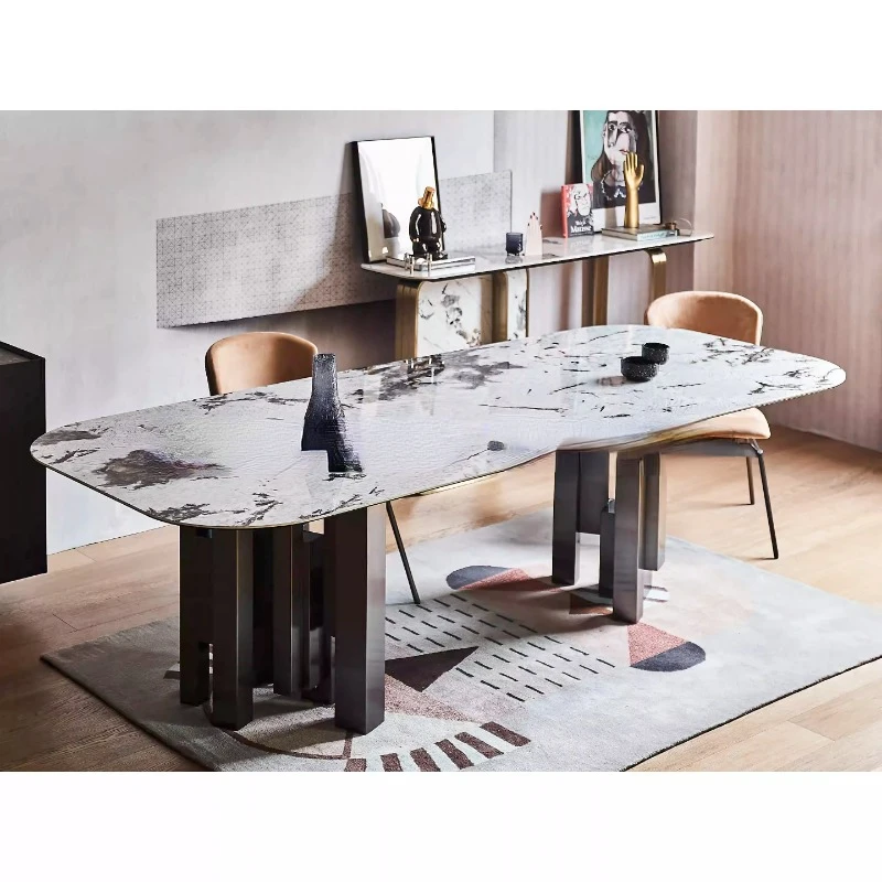 Rectangular dining table / minimalist / 2.6m / rock slab / MD