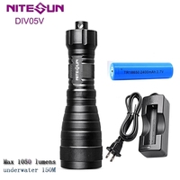 NITESUN DIV05V Diving Video Light CREE XM-L2 U4 LED 1050 lumens underwater 150m handheld Diving Flashlight With battery charger